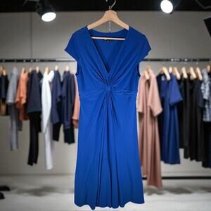 Jones New York Women's 12 Navy Blue S/S Knee Length A-Line Dress Faux Knot